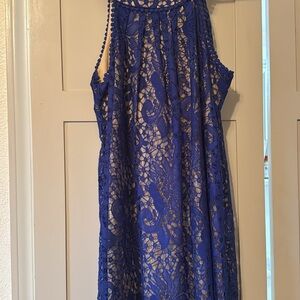 Elegant Blue Lace Dress